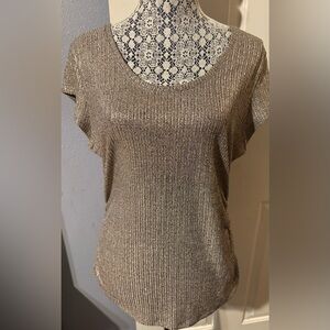 White House Black Market Rose Gold Short Sleeve Top size L